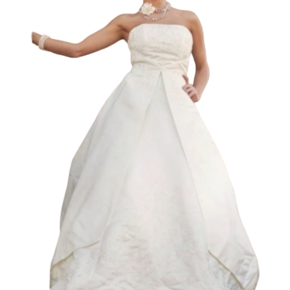 David's Bridal Womens Elegant Ivory Wedding Dress Size 10 - Picture 6 of 8